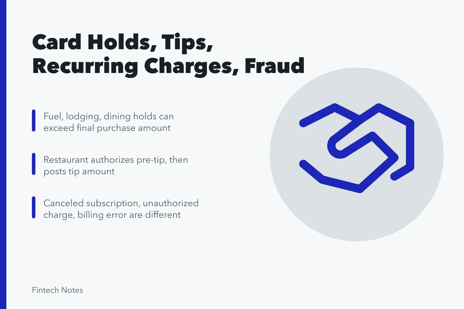 Card payment problems: holds, tips, recurring charges, fraud, chargebacks explained. Holds, tips, recurring charges, card-not-present fraud, and chargeback confusion