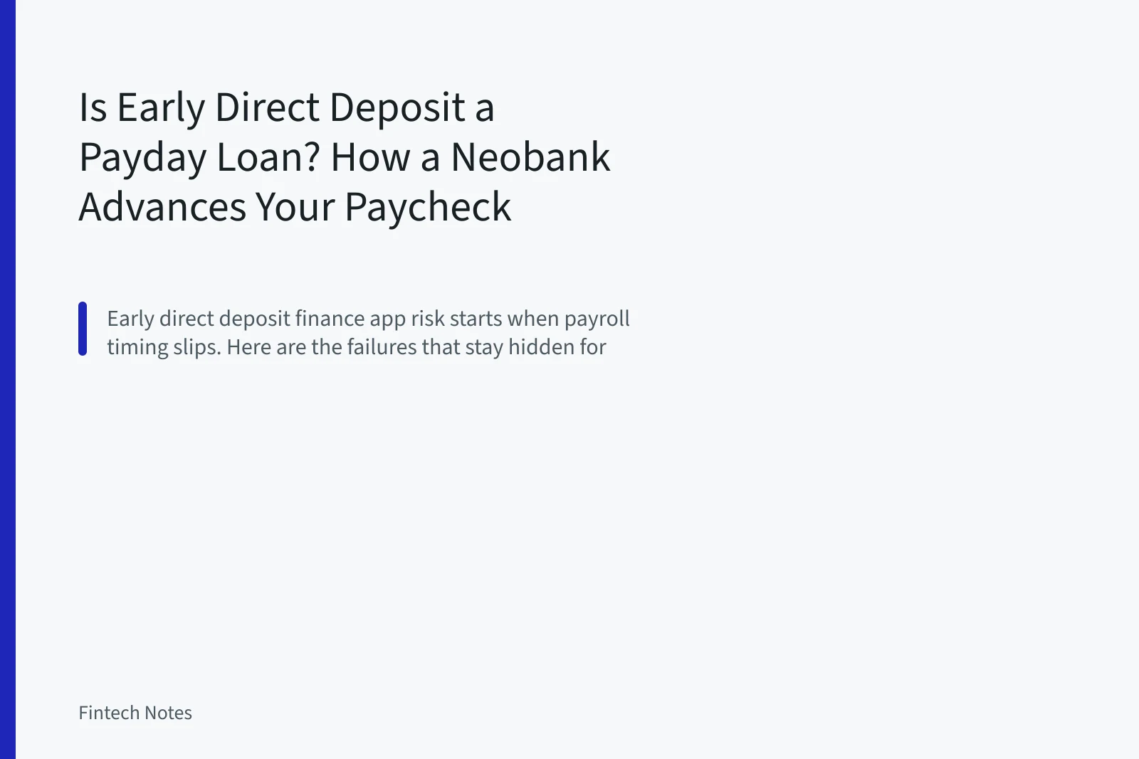 Is Early Direct Deposit a Payday Loan? How a Neobank Advances Your Paycheck. Is Early Direct Deposit a Payday Loan? How a Neobank Advances Your Paycheck