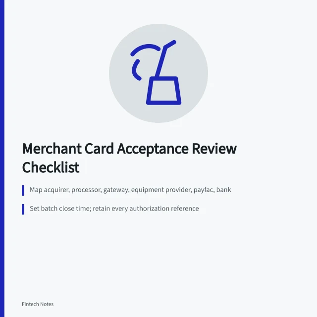 Checklist for merchant card acceptance, contracts, authorization, and daily reconciliation. Merchant card acceptance and statement review checklist