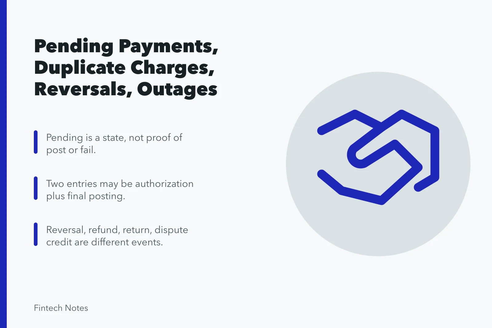 A person using a smartphone to make a payment. Pending payments, duplicate charges, reversals, outages, and reconciliation gaps
