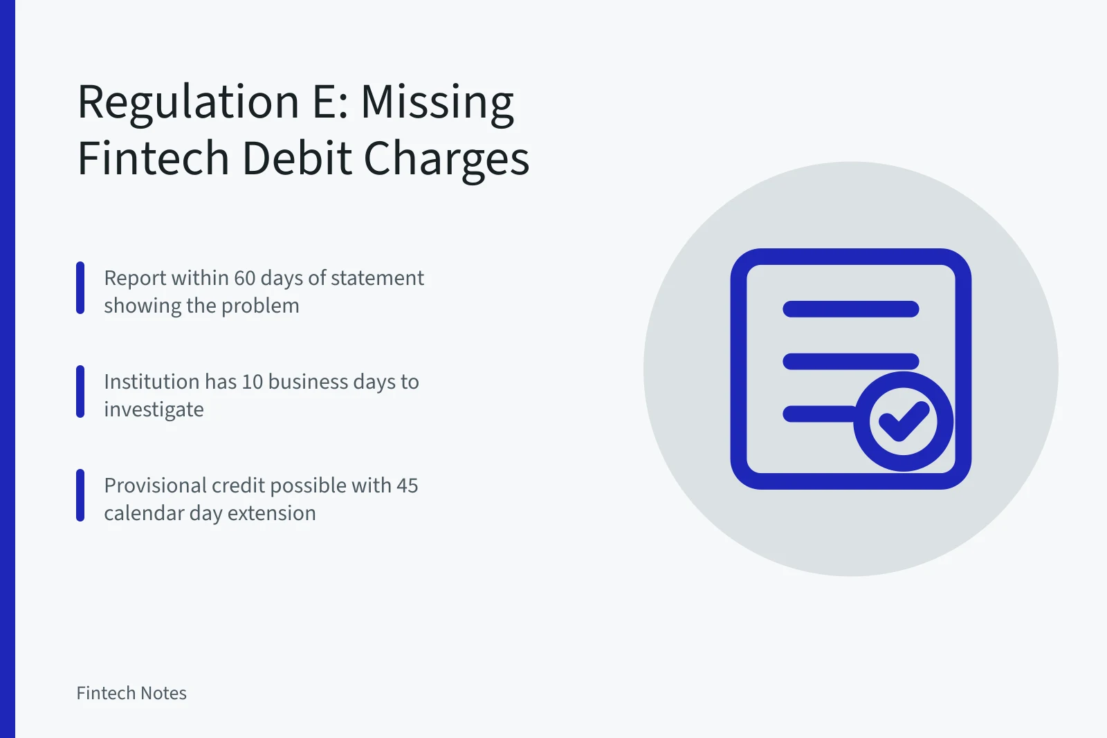 Regulation E deadlines for fintech debit card error resolution. Regulation E Deadlines: What to Do When a Fintech Debit Card Charge Goes Missing